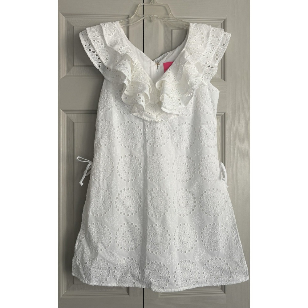 Lilly Pulitzer Emeline‎ Jacquard Eyelet Romper White Size 4 VGUC